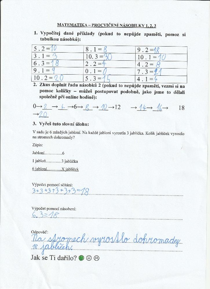 Výstupy druháčků z domácího i školního učení 23. 6. - 1
