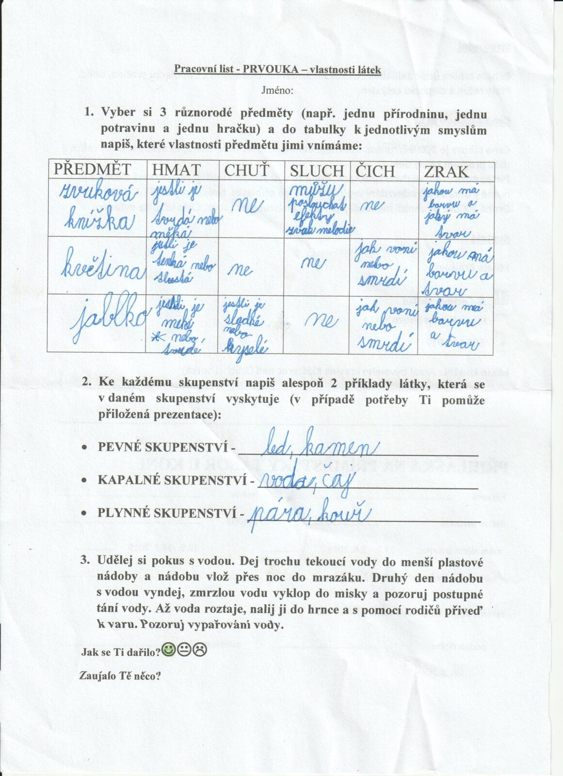 Distanční výuka ve třetí třídě 6. 11. - 7