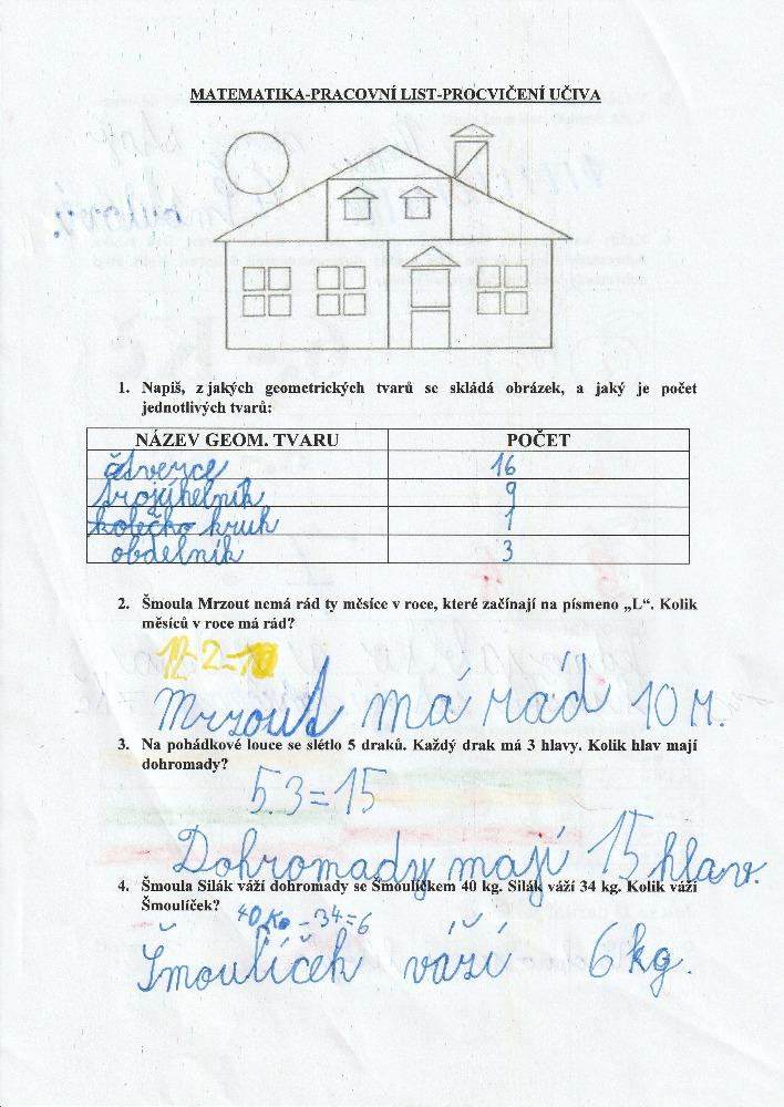 Výstupy druháčků z domácího i školního učení 16. 6. - 12