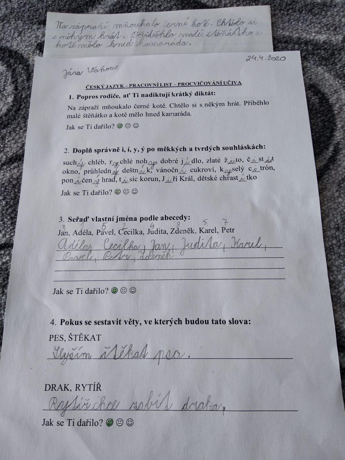Výstupy druháčků z domácího učení 26. 4. - 2
