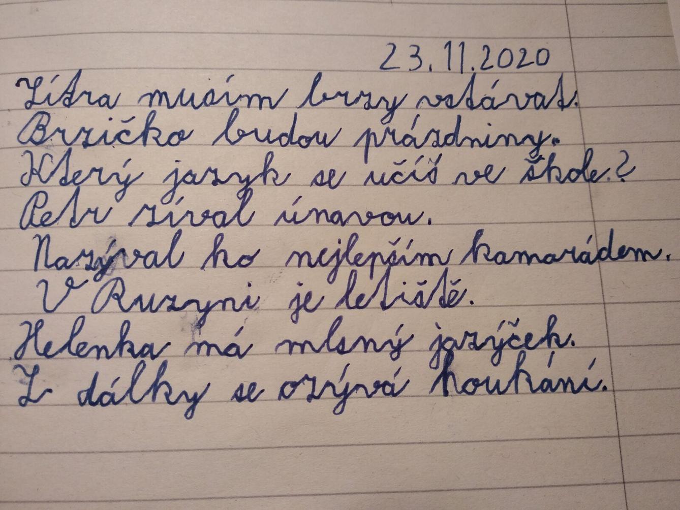 Distanční výuka ve třetí třídě 27. 11. - 12