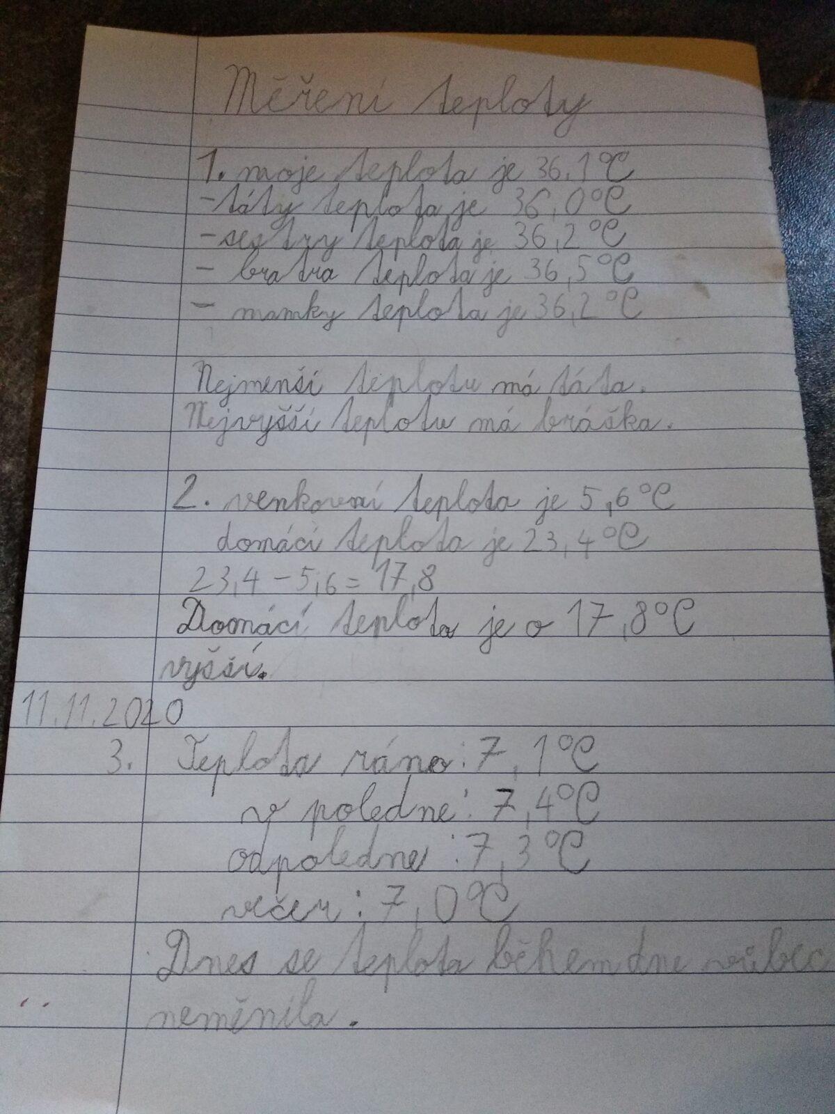 Distanční výuka ve třetí třídě 13. 11. - 14