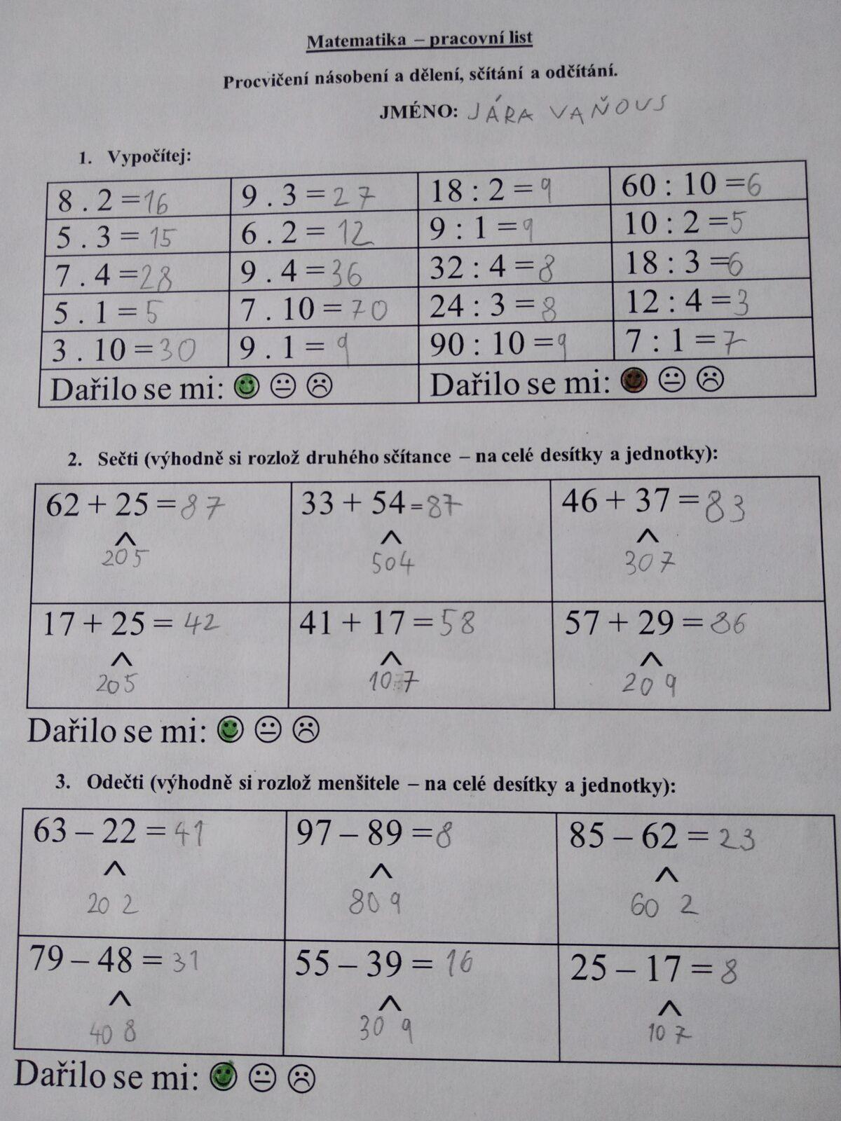 Distanční výuka ve třetí třídě 6. 11. - 15