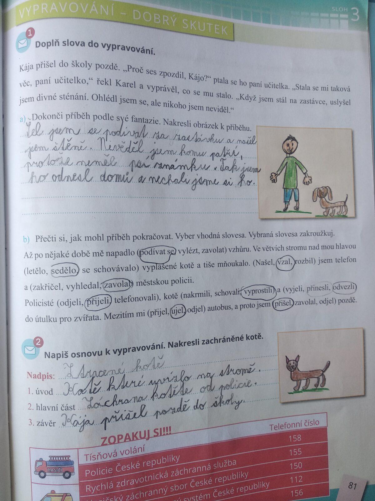 Distanční výuka ve třetí třídě 12. 3. - 8