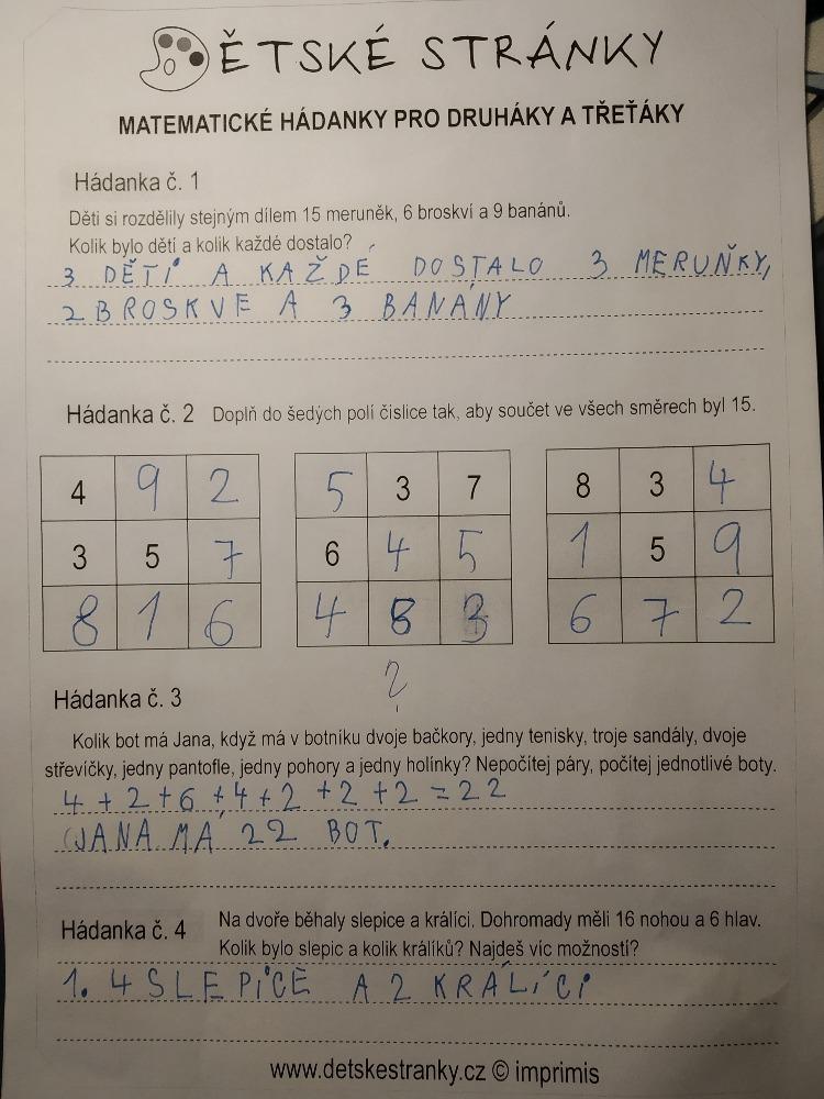 Výstupy druháčků z domácího i školního učení 12. 6. - 2