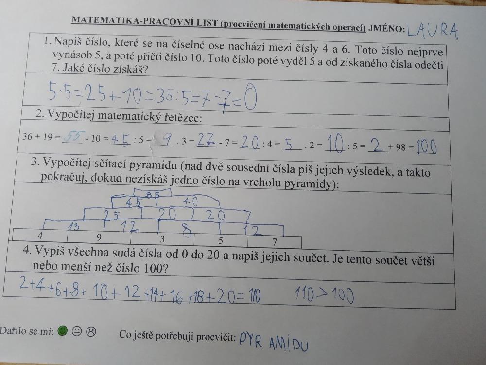 Distanční výuka ve třetí třídě 20. 11. - 19