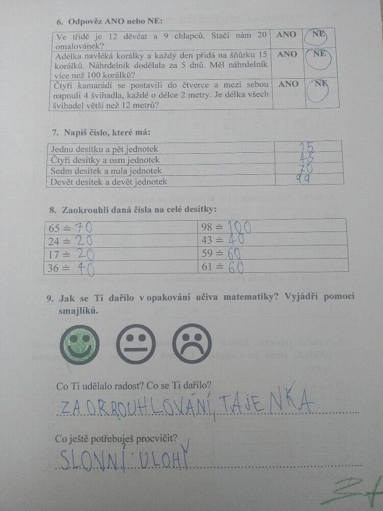 Výstupy druháčků z domácího učení 24. 5. - 18