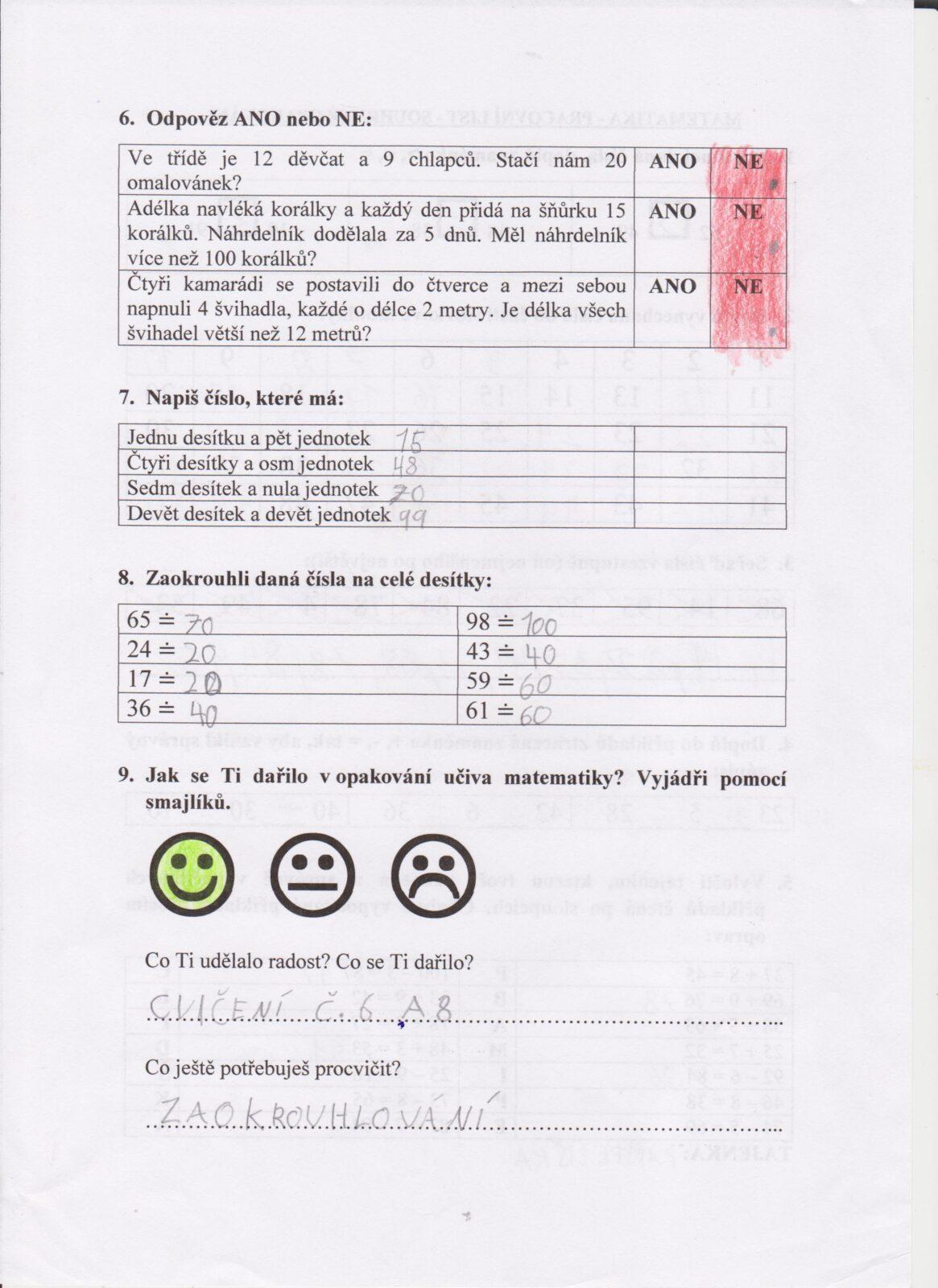 Výstupy druháčků z domácího učení 20. 5. - 13