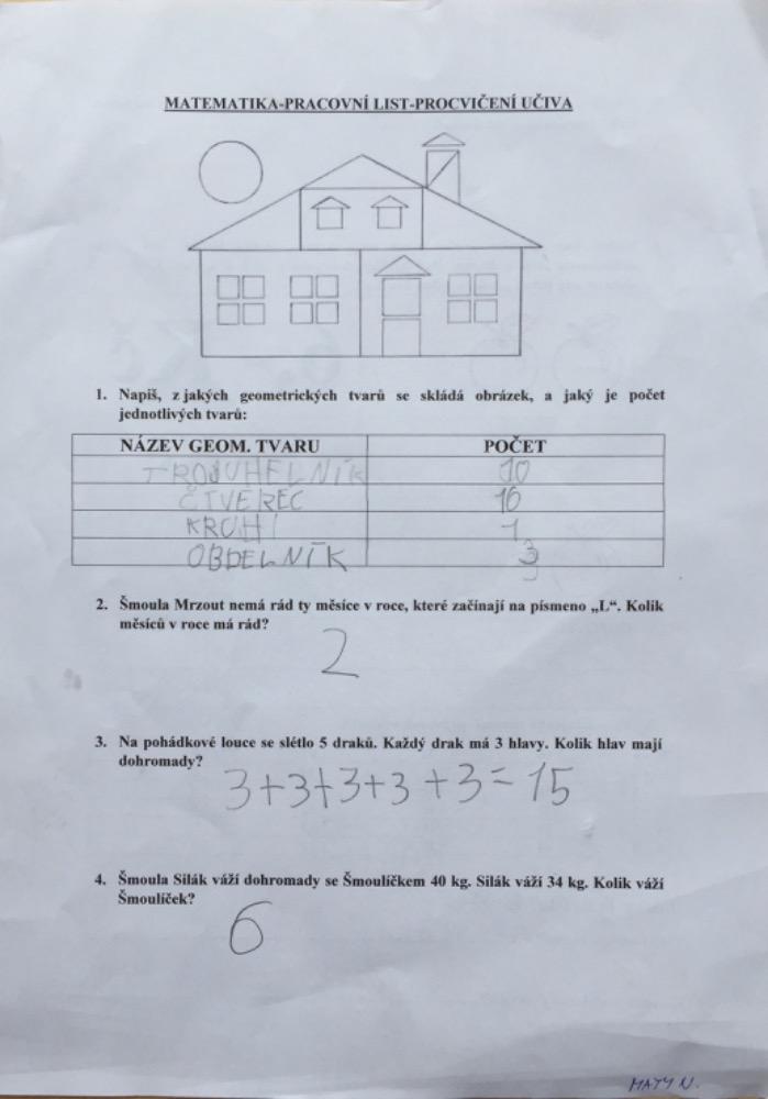 Výstupy druháčků z domácího i školního učení 5. 6. - 22