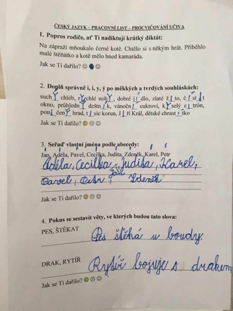 Výstupy druháčků z domácího učení 26. 4. - 8