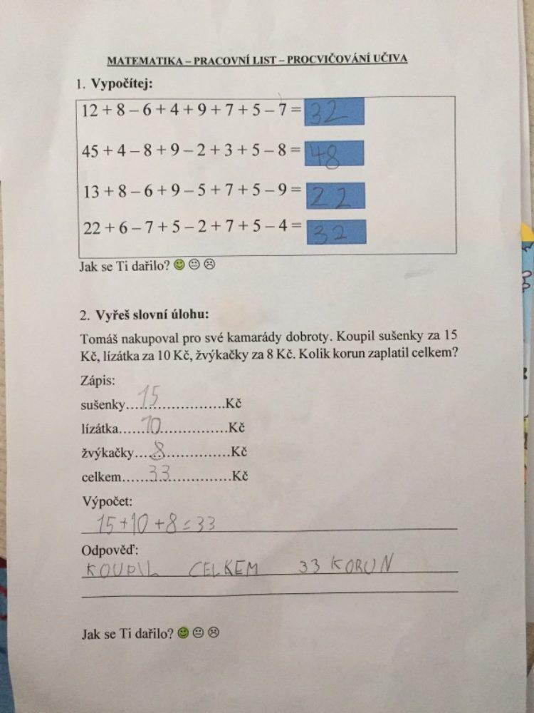 Výstupy druháčků z domácího učení 26. 4. - 9