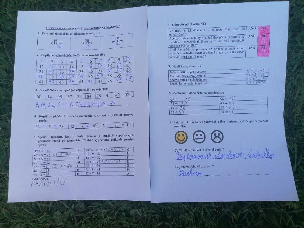 Výstupy druháčků z domácího učení 21. 5. - 19