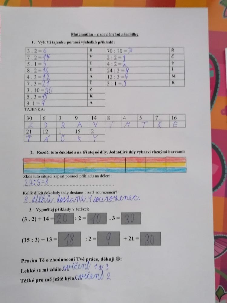 Distanční výuka ve třetí třídě 23. 10. - 33
