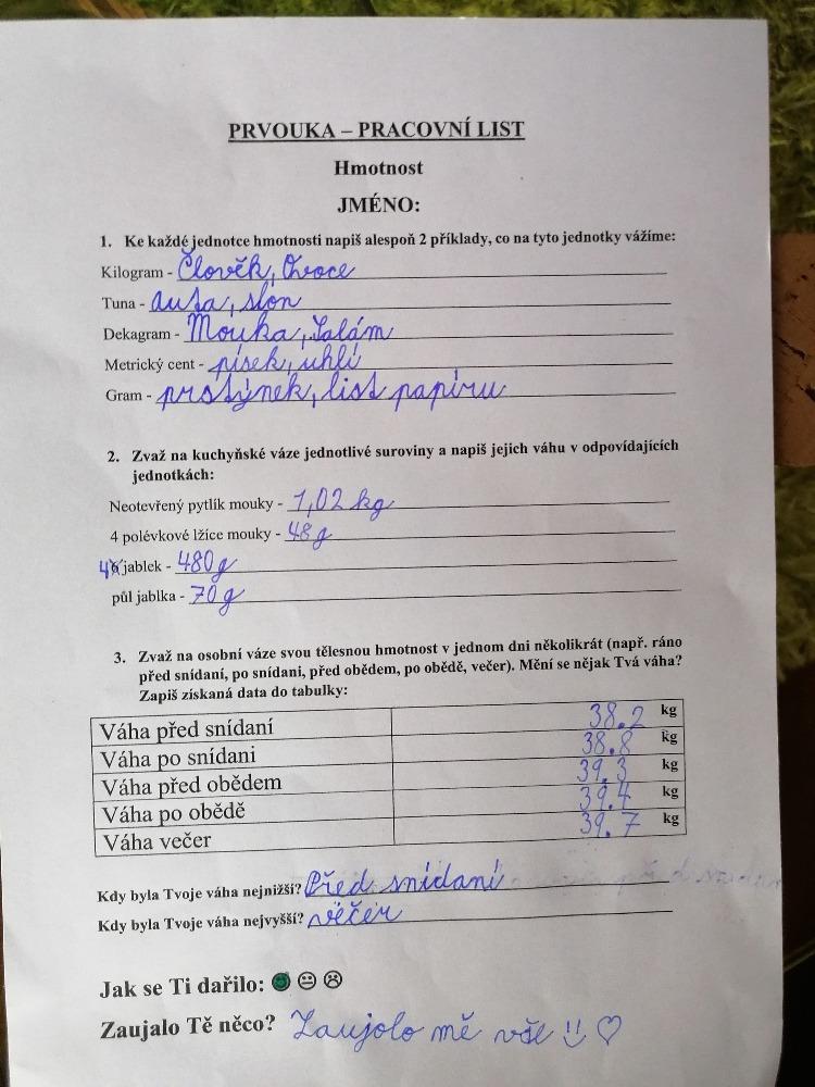 Distanční výuka ve třetí třídě 20. 11. - 24