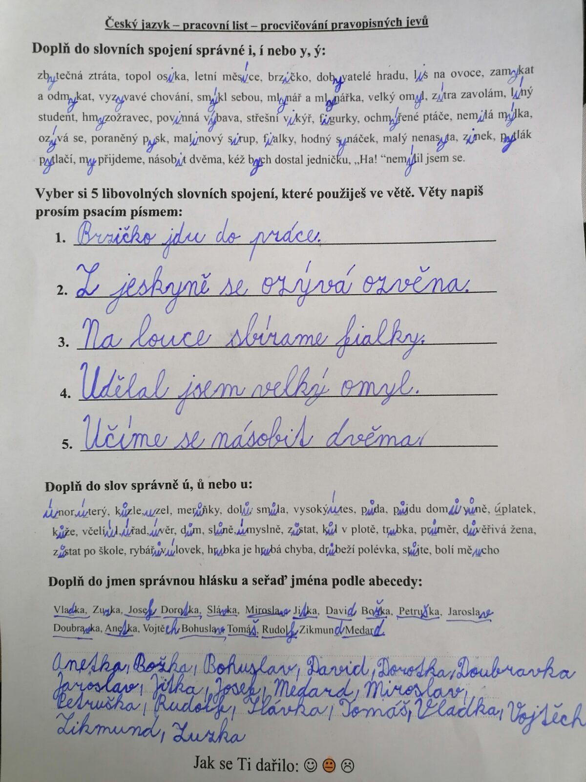 Distanční výuka ve třetí třídě 30. 4. - 13