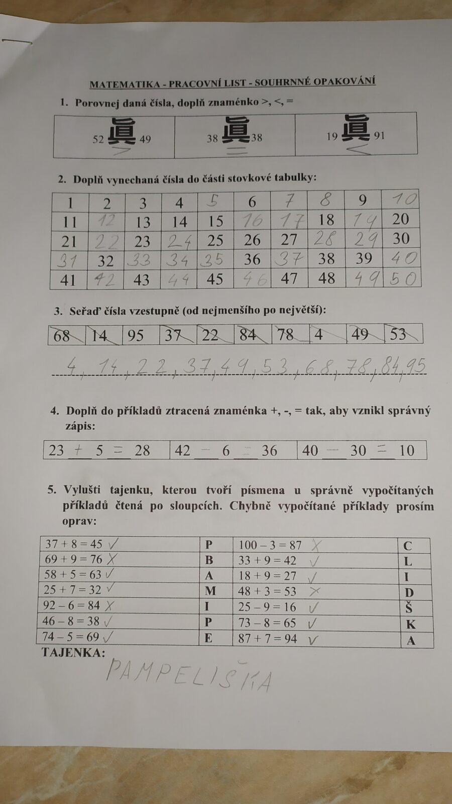Výstupy druháčků z domácího učení 21. 5. - 23