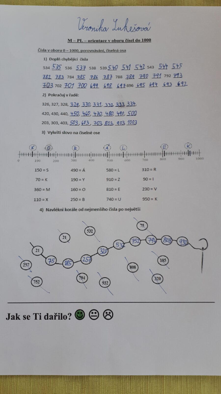 Distanční výuka ve třetí třídě 9. 4. - 10