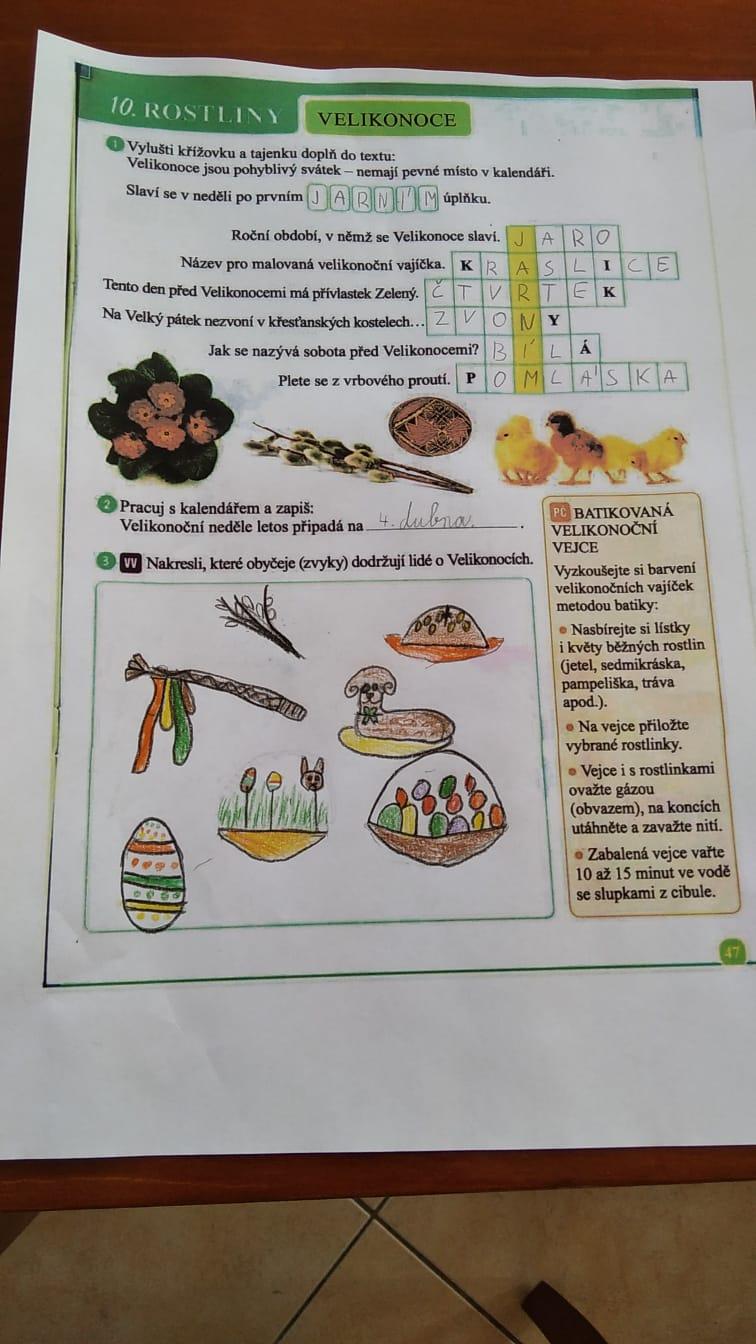 Distanční výuka ve třetí třídě 26. 3. - 30