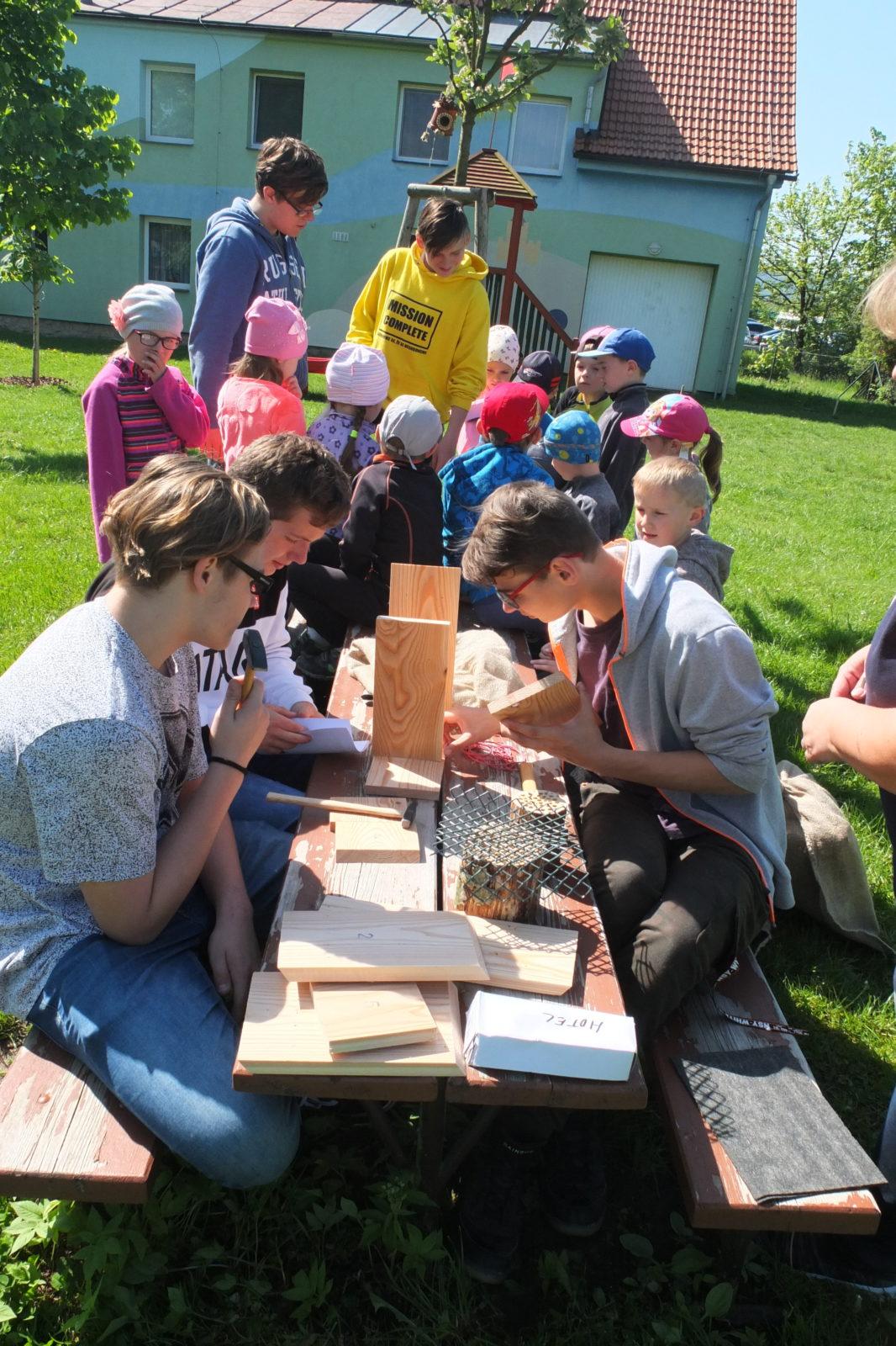 Tvorba hmyzích domečků s deváťáky - 2