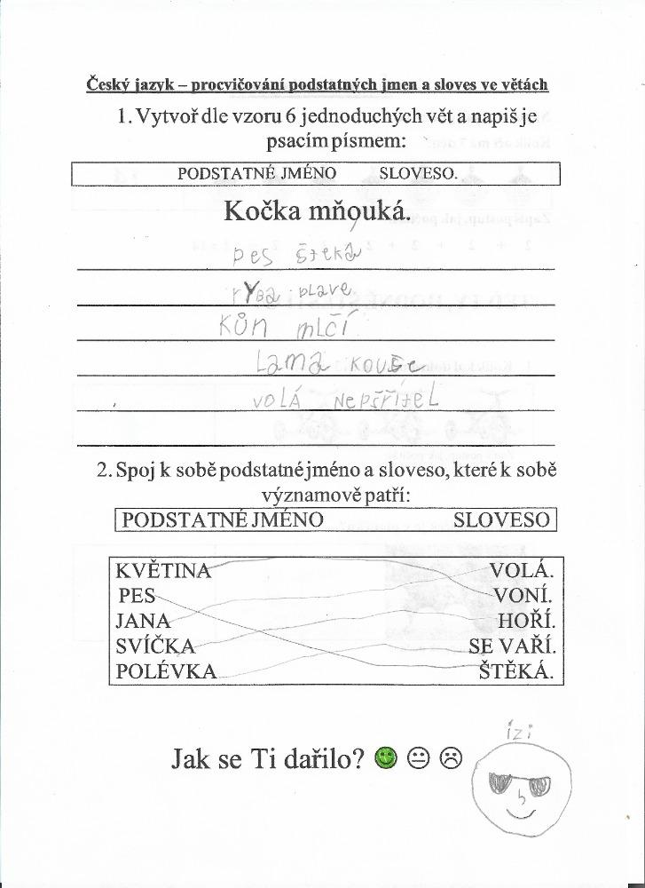 Výstupy druháčků z domácího učení 20. 5. - 5