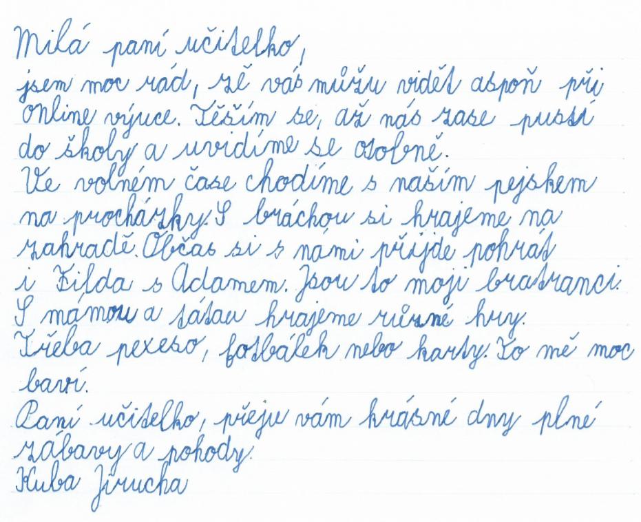 Distanční výuka ve třetí třídě 19. 3. - 21