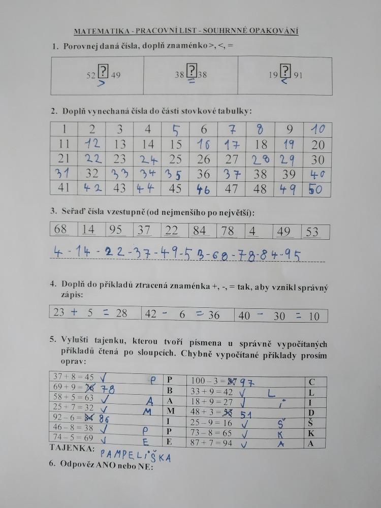 Výstupy druháčků z domácího učení 24. 5. - 7