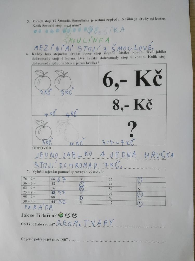 Výstupy druháčků z domácího i školního učení 5. 6. - 3