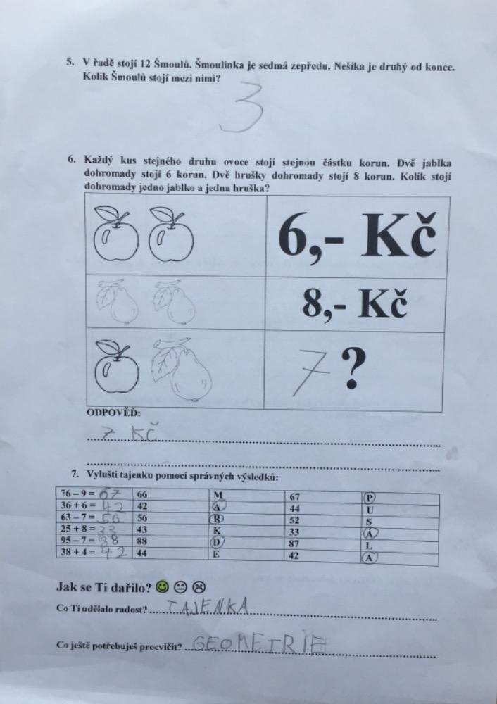 Výstupy druháčků z domácího i školního učení 5. 6. - 20