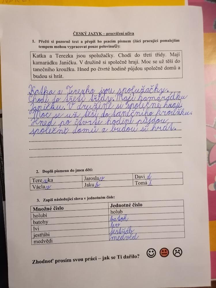 Distanční výuka ve třetí třídě 23. 10. - 34