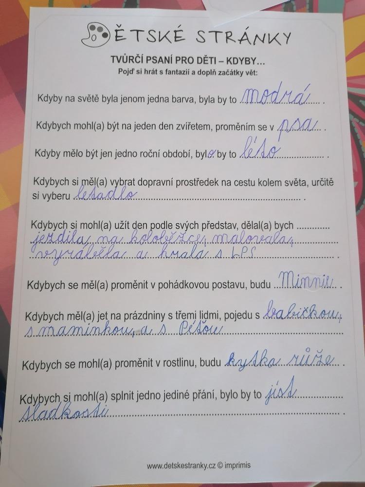 Výstupy druháčků z domácího učení 29. 4. - 7