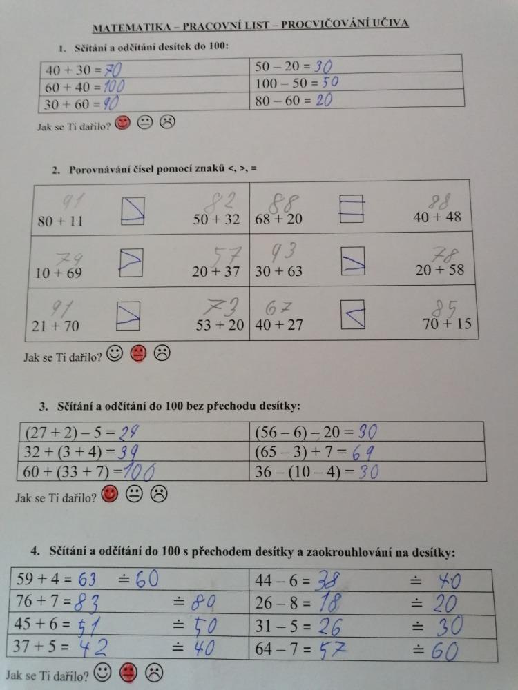 Výstupy druháčků z domácího učení 14. 4. - 20