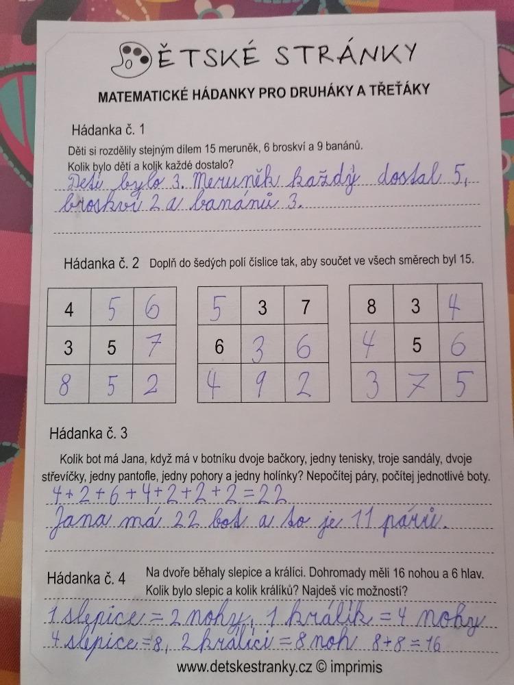 Výstupy druháčků z domácího i školního učení 10. 6. - 3