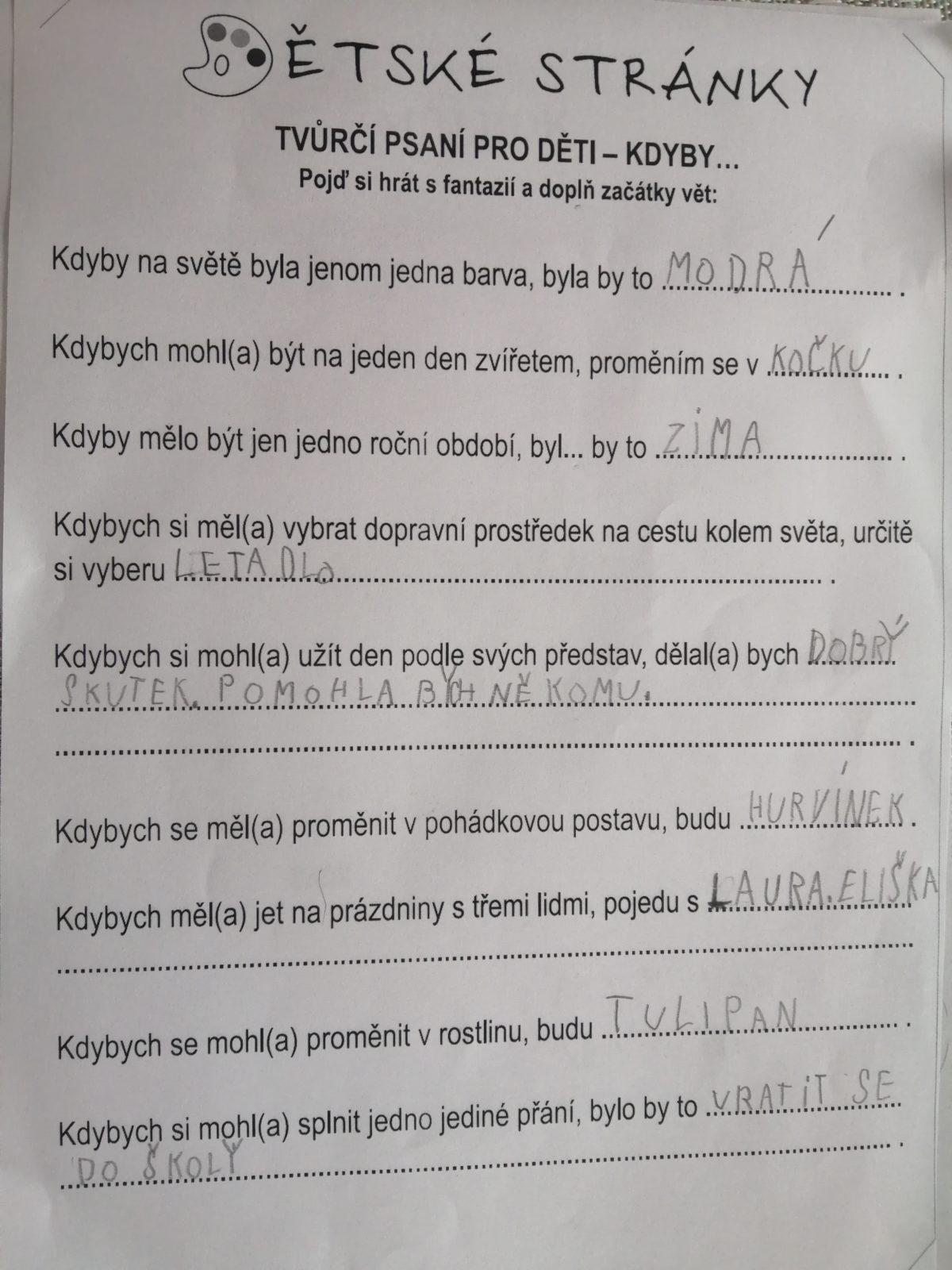 Výstupy druháčků z domácího učení 29. 4. - 20